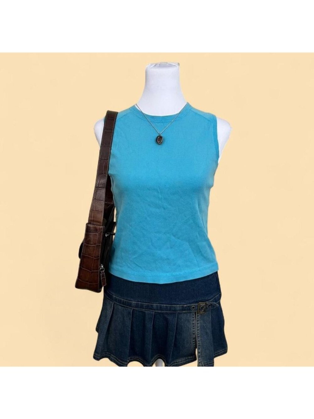 y2k blue preppy summer sleeveless baby tee